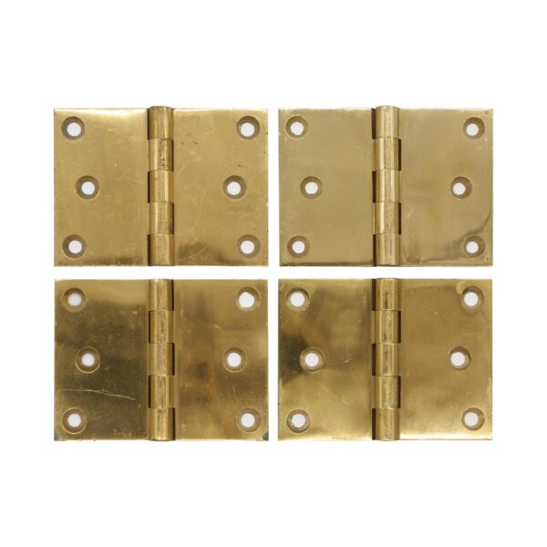 Door Hinges - Set of 4 Brass Butt 3 x 4 Vintage Door Hinges with Five Knuckles Door Hinges - Set of 4 Brass Butt 3 x 4 Vintage Door Hinges with Five Knuckles