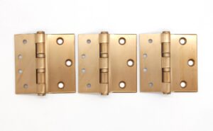 Door Hinges - Set of Vintage 4 x 4 Brass Plated Steel Offset Door Hinges