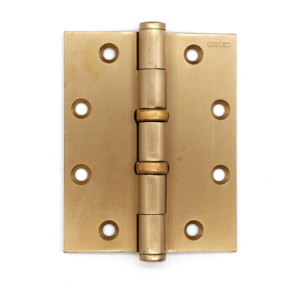 Door Hinges - Stanley Old New Stock Ball Bearing 5 x 4 Brass Butt Door Hinges
