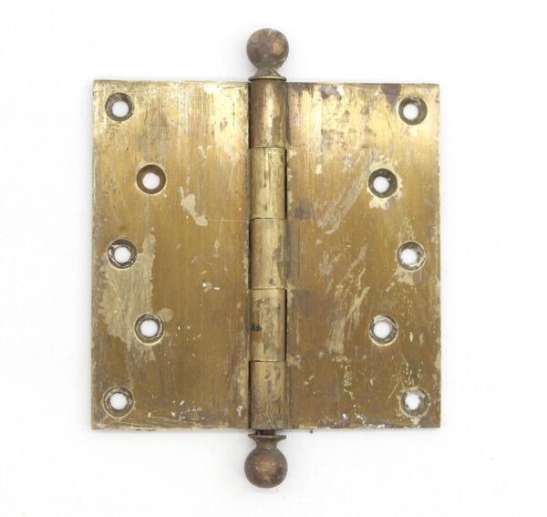 Door Hinges - Vintage 5 x 5 Corbin Cast Brass Ball Tip Butt Door Hinge