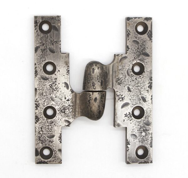 Door Hinges - Vintage Corbin 5 x 4 Nickeled Brass Hammered Left Handed Olive Door Hinge