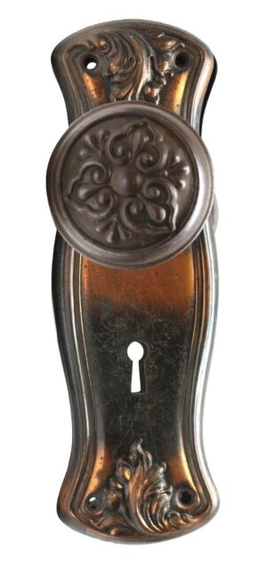 Door Knob Sets - Antique 1910s Lockwood Passage Door Knob & Plate Set