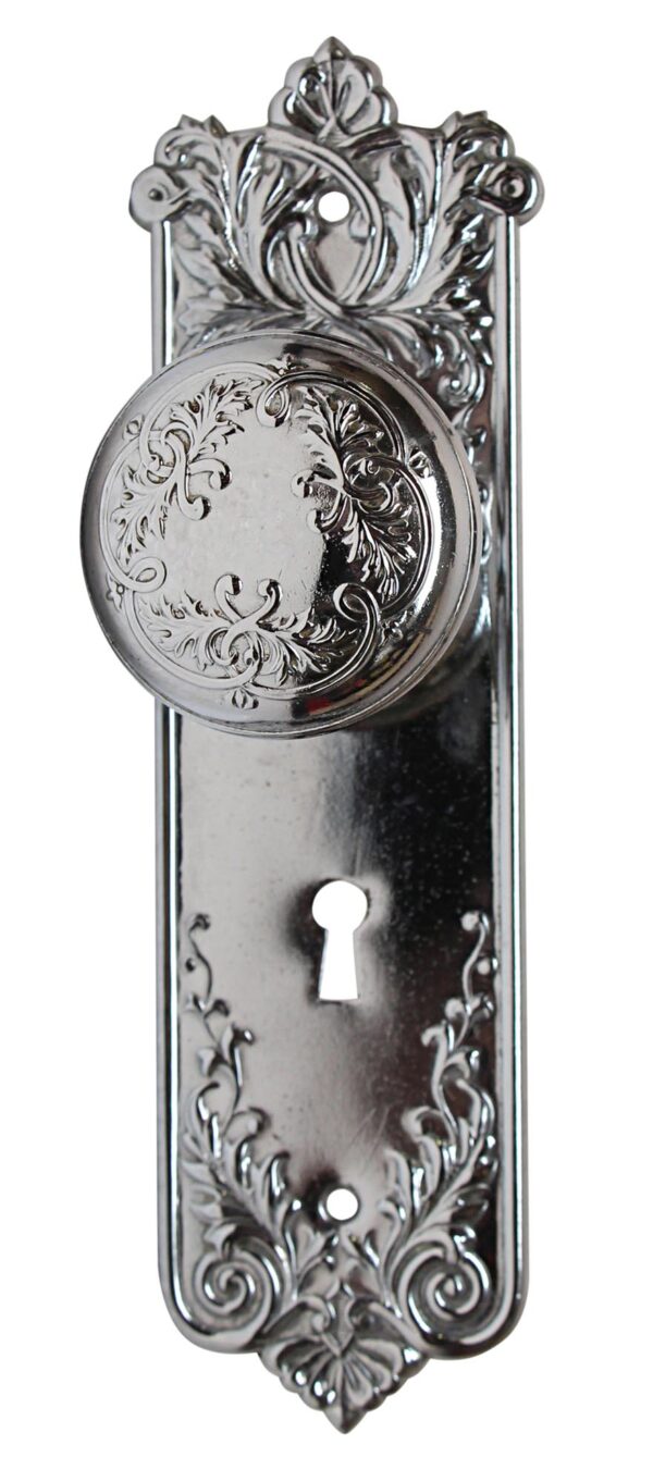 Door Knob Sets - Antique Corbin Chrome Plated Steel Lorraine Door Knob Set