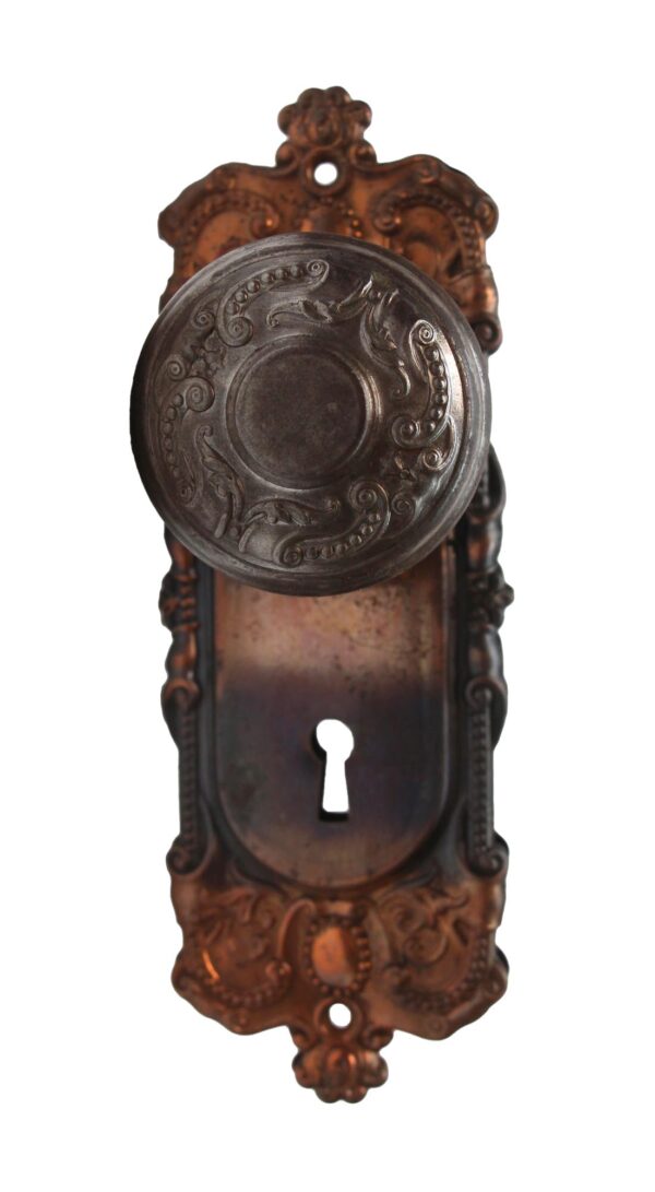 Door Knob Sets - Antique Corbin Holland Steel Door Knob Set