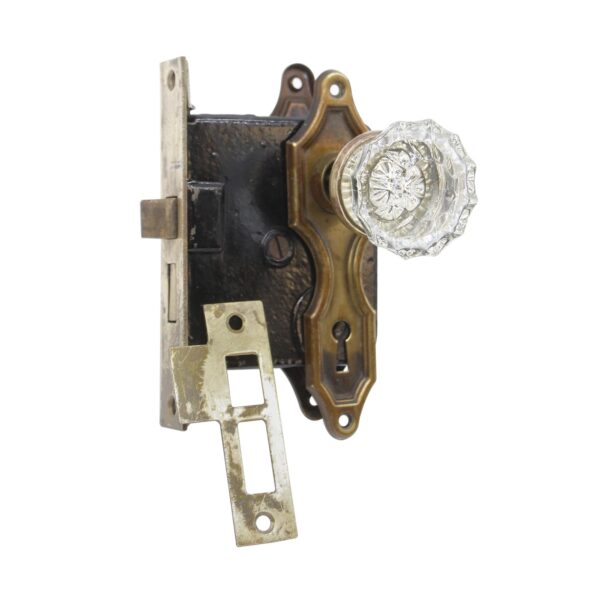 Door Knob Sets - Complete Vintage Fluted Glass Door Knob Passage Set