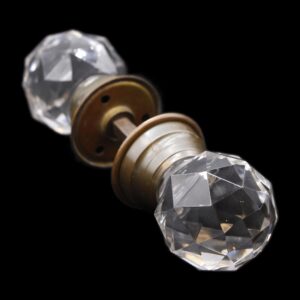 Door Knob Sets - Faceted Cut Glass Collectors Antique Doorknob Set