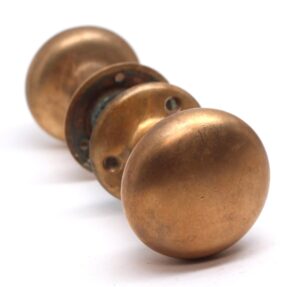 Door Knob Sets - Pair of Plain Brass Door Knobs with Rosettes
