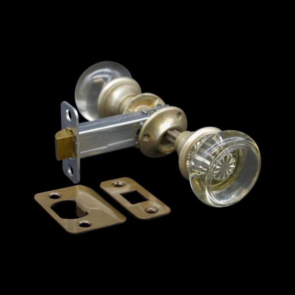 Door Knob Sets - Vintage Flat Round Glass Door Knob Set with Kwikset Lock