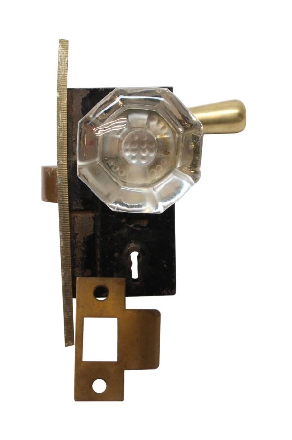 Door Knob Sets - Vintage French Door Glass & Brass Door Knob Set