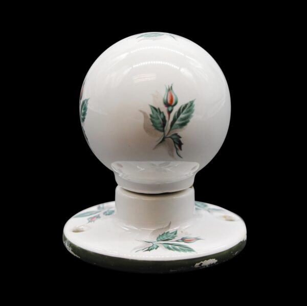 Door Knob Sets - Vintage White Ceramic Floral Door Knob Set