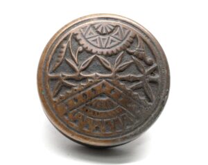 Door Knobs - Antique 1880s Branford Bronze Entry Vernacular Door Knob