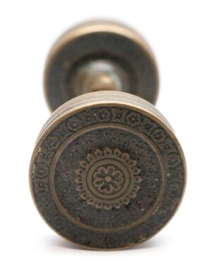 Door Knobs - Antique 1880s Bronze Branford Brocade Passage Door Knobs