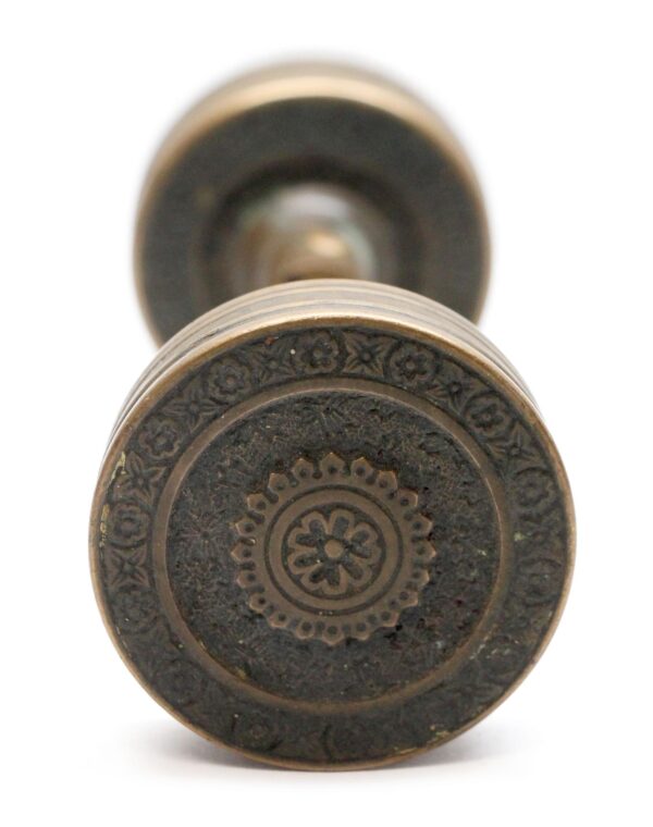 Door Knobs - Antique 1880s Bronze Branford Brocade Passage Door Knobs