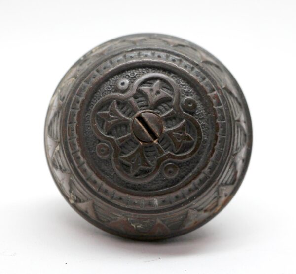 Door Knobs - Antique 1880s Bronze Norwalk 4 Fold Vernacular Door Knob