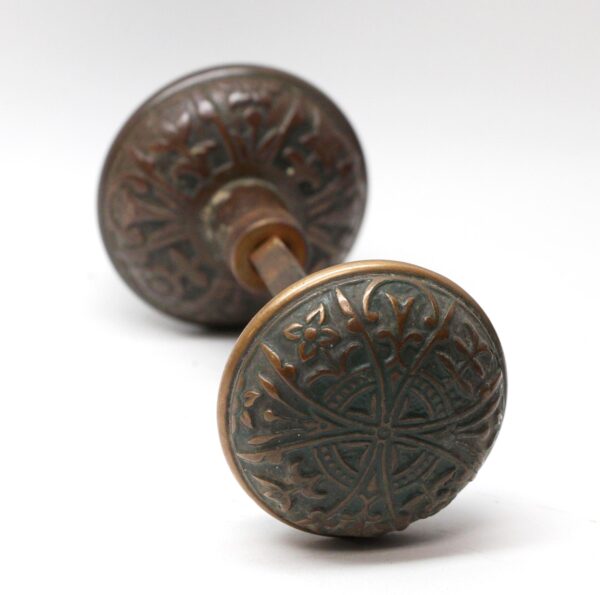 Door Knobs - Antique 1890s Bronze Lockwood Vernacular Entry Door Knobs