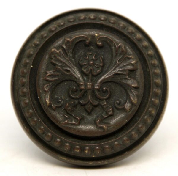 Door Knobs - Antique 1890s Corbin Ornate Original Bronze Floral Door Knob