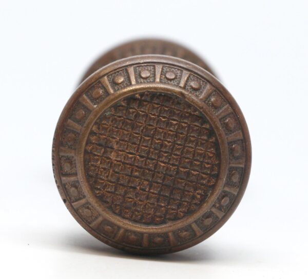 Door Knobs - Antique 1890s Field Pattern Bronze Trenton Entry Door Knobs