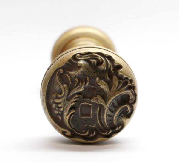 Door Knobs - Antique 1890s Rococo Bronze Reading Door Entry Knobs