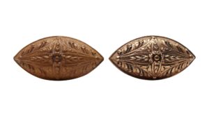 Door Knobs - Antique 1899 Norwalk Bronze Marquise Oval Door Knobs