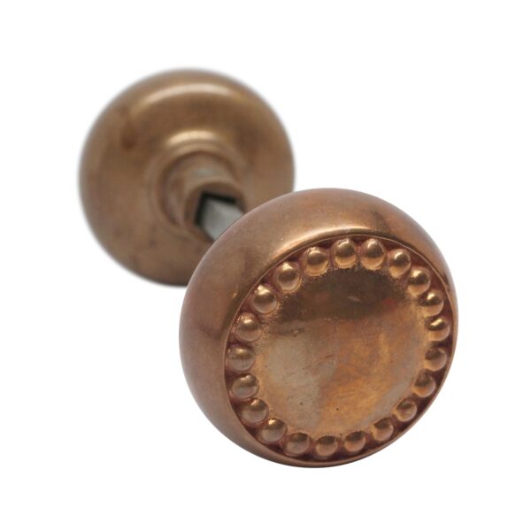 Door Knobs - Antique Beaded Brass Concentric Entry Door Knobs