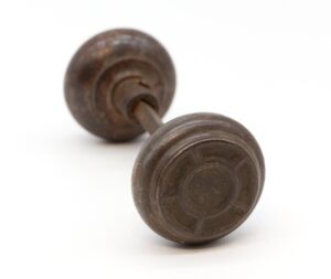 Door Knobs - Antique Lockwood 5 Fold Pair of Steel Gothic Passage Door Knobs