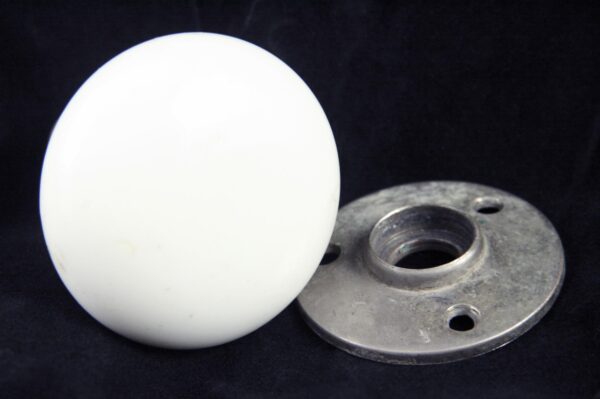 Door Knobs - Milk Glass with Nickel Neck Knob Set and Rosette
