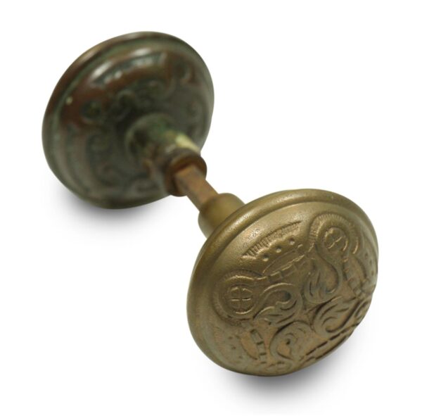 Door Knobs - Pair of Antique 1880s Kean & Doty Bronze Door Knobs