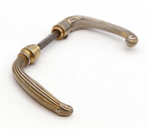 Door Knobs - Pair of Vintage French Brass Lever Door Knobs