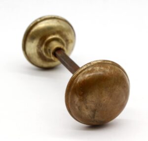 Door Knobs - Pair of Vintage Patina Round Brass Passage Door Knobs