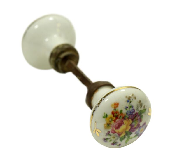 Door Knobs - Vintage Hand Painted White Floral Porcelain Door Knobs
