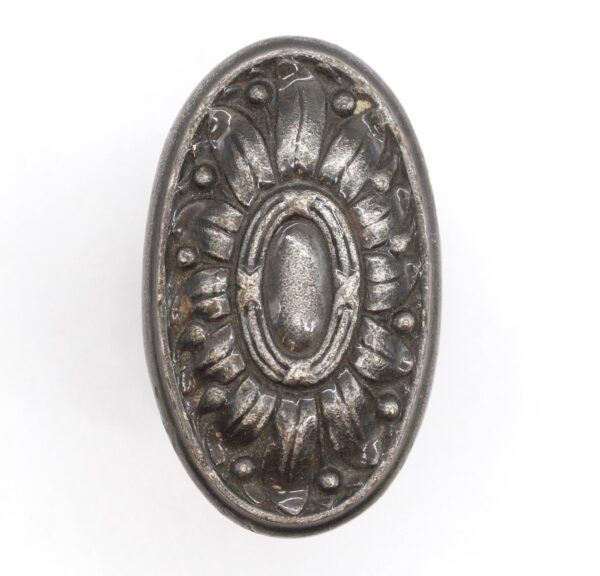 Door Knobs - Vintage Lacquered Pewter Finish Brass Oval Door Knob