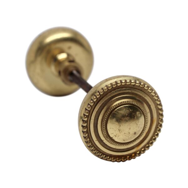 Door Knobs - Vintage Polished Brass Beaded Concentric Entry Door Knobs