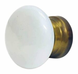Door Knobs - Vintage Round White Milk Glass Fixed Base Door Knob