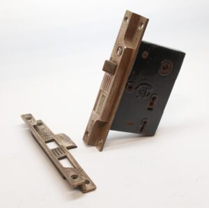 Door Locks - Antique Corbin Rabbeted Bronze & Cast Iron Entry Door Lock