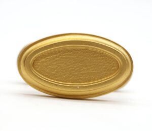 Door Locks - Oversized Gold Painted Brass Oval Privacy Latch Knob with Rosette