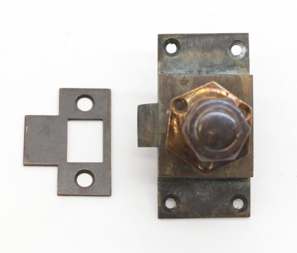 Door Locks - Vintage Brass Hexagonal Shaped Cabinet Door Latch and Knob