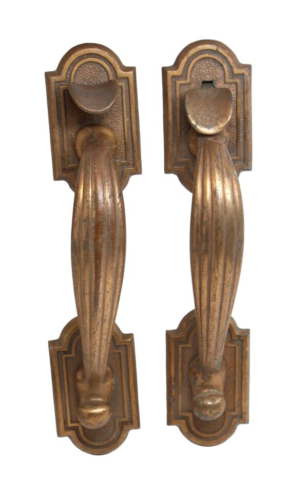 Door Pulls - Pair of Antique Bronze Art Deco 9.625 in. Door Pull Handles