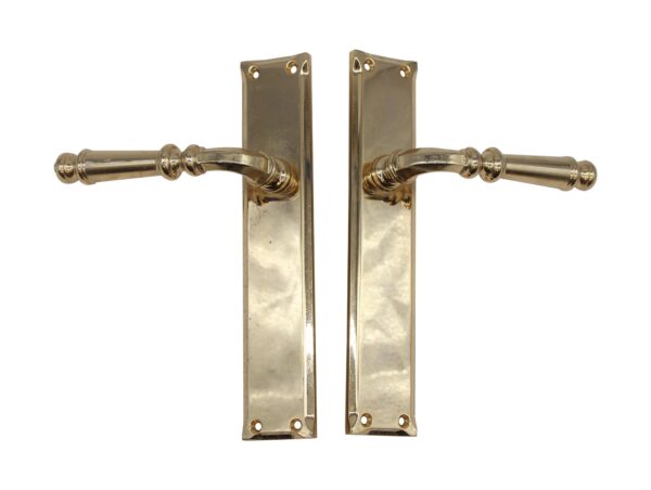 Door Pulls - Pair of Traditional Polished Brass Lever Door Knob Pulls