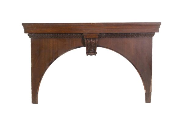 Door Surrounds - Antique Arched Oak Door Pediment with Carved Corbel
