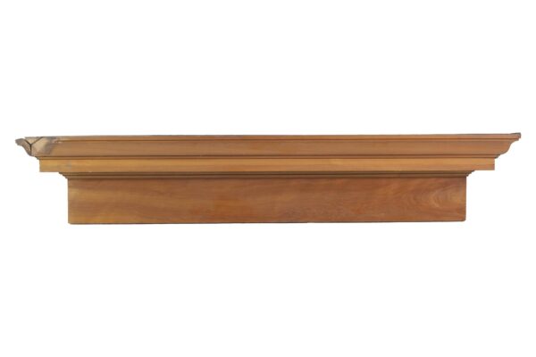 Medium wood-tone birch header piece with simple detailing and a cut-off top corner.