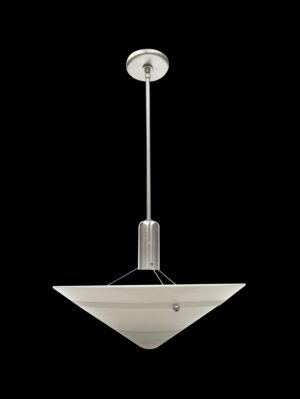 Down Lights - 1960s Mid Century Concentric Circle Milk Glass Dish Light