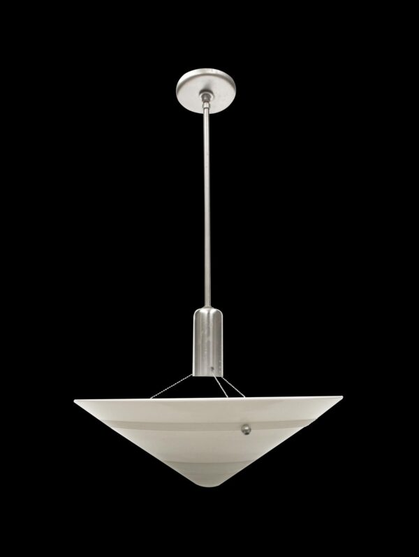Down Lights - 1960s Mid Century Concentric Circle Milk Glass Dish Light