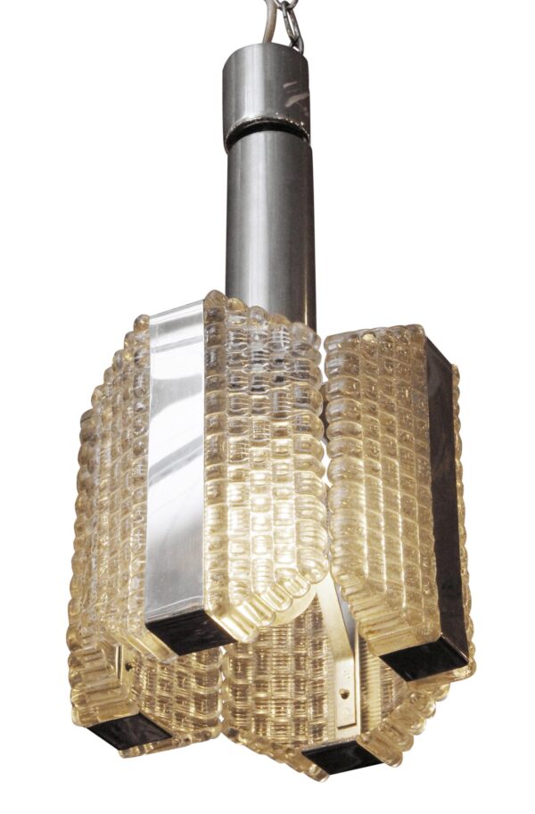 Down Lights - 1960s Mid Century Glass Chrome Pendant Light