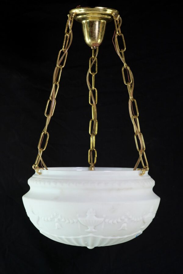 Down Lights - Antique Fluted Milk Glass Dish Tulip Swags Pendant Light