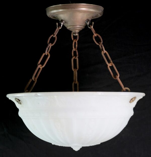 Down Lights - Antique Frosted Cast Glass Fluted Dish Pendant Light Down Lights - Antique Frosted Cast Glass Fluted Dish Pendant Light