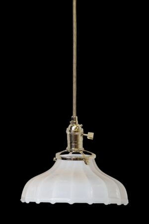 Down Lights - Custom 1920s White 7.25 in. Milk Glass Pendant Light Down Lights - Custom 1920s White 7.25 in. Milk Glass Pendant Light