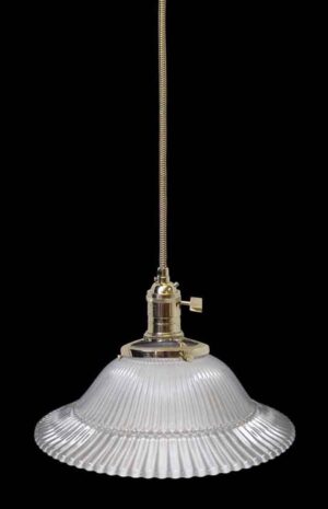 Down Lights - Custom 1950s Frosted 7.5 in. Holophane Pendant Light