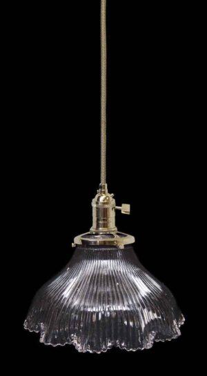 Down Lights - Custom Antique Clear 6.125 in. Holophane Glass Pendant Light