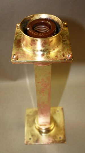 Vintage pendant light fixture with a copper-plated brass body and exposed bulb socket, shown from above.