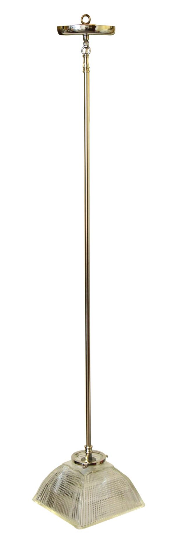 Down Lights - Industrial Clear Glass Square Holophane Pole Pendant Light